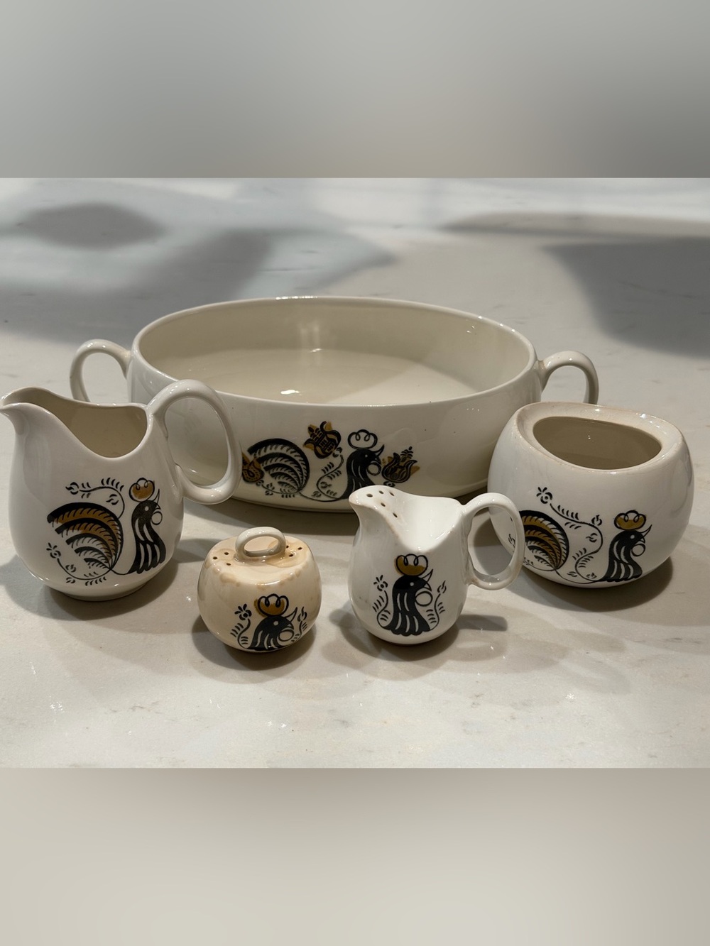 Vintage Cream Ceramic Serving Set “Good Morning”